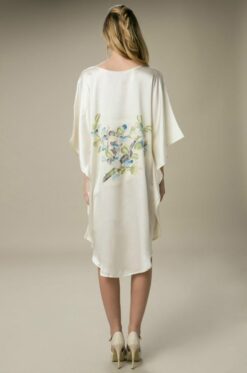 Natural Silk Dress Handmade Painted Flower Printed Nightgowns - Image 5