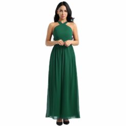 Formal Vestidos Criss-cross Shoulder Straps Sleeveless Chiffon Elegant Dresses