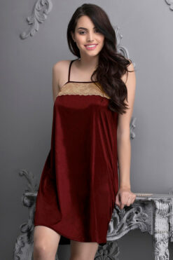 7 Pc Satin Nightwear Set Maroon - Image 8
