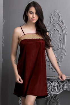 7 Pc Satin Nightwear Set Maroon - Image 4