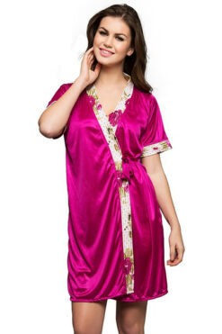 Printed Short Nighty & Robe Set - Image 6
