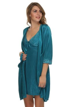 Satin Short Nighty & Robe Set - Image 3