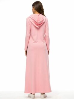 Sports Hoodie Abaya Long Sleeve Maxi Muslim Dress - Image 4