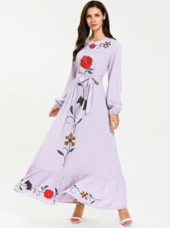 Flower Embroidery Abaya - Image 3