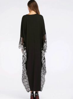 Moroccan Kaftan Bat Sleeve Embroidery Knitted Abaya - Image 6