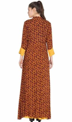 Dual Tone And Printed Double Layered Abaya - Image 4