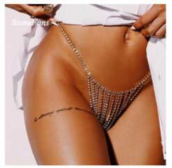 Alternative view of Chain Body Jewelry Underwear Crystal Thong