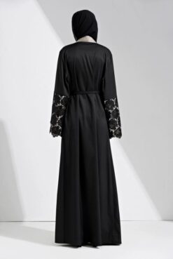 Black Open Abaya Robe Women Cardigan - Image 6