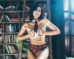 Schoolgirl cosplay open lingerie set - Image 5