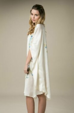 Natural Silk Dress Handmade Painted Flower Printed Nightgowns - Image 4