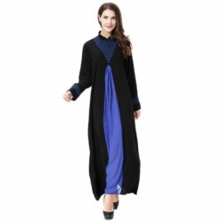 Fashion Abaya Blue Gold Green - Image 4