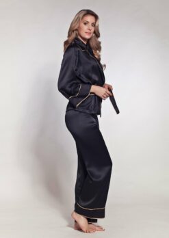 Alternative view of SILK PYJAMA BLACK & GOLD