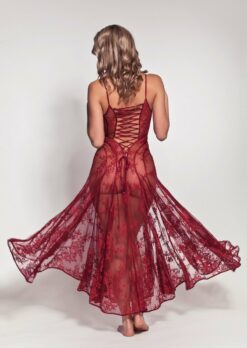 FLEUR LACE NIGHTGOWN RED - Image 4