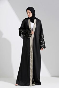 Black Open Abaya Robe Women Cardigan - Image 3