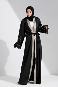 Alternative view of Black Open Abaya Robe Women Cardigan