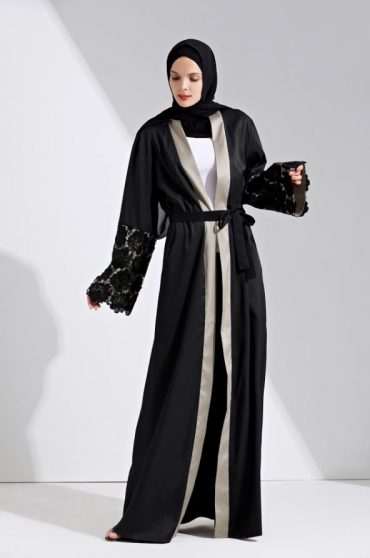 Alternative view of Black Open Abaya Robe Women Cardigan
