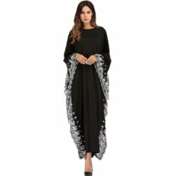 Moroccan Kaftan Bat Sleeve Embroidery Knitted Abaya