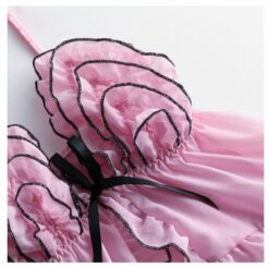 Pink dress lace ruffled chiffon fabric Lingerie - Image 6