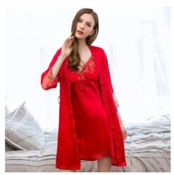 Red silk night suit | shorts silk night suit | satin short nighty