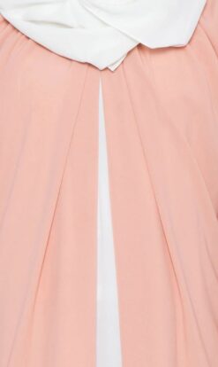 Double Layer Abaya Pink and Off White - Image 4