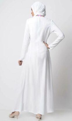 Multi Color Thread Embroidered Abaya White - Image 4