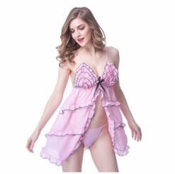 Alternative view of Pink dress lace ruffled chiffon fabric Lingerie
