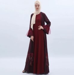 Sequin Tassel Open Abaya Cardigan - Image 4