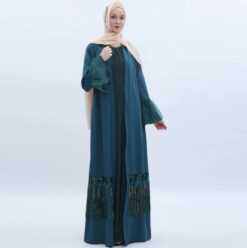 Sequin Tassel Open Abaya Cardigan - Image 3