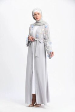 Embroidery Abaya 3D Floral Maxi Cardigan - Image 4