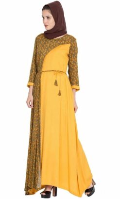 Alternative view of Dual Tone And Printed Flared Long Abaya