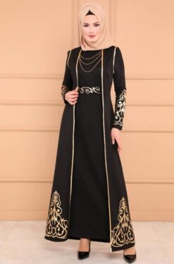 Muslimah stamping abaya full length two pieces dress - Image 2