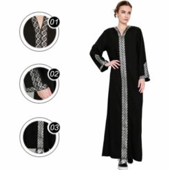 Alternative view of Fashion Women Dress Black Patchwork Hooded Abaya