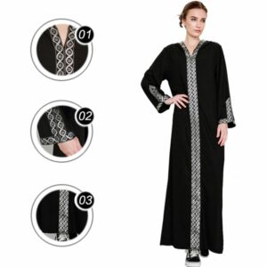 Alternative view of Fashion Women Dress Black Patchwork Hooded Abaya