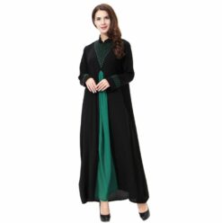 Fashion Abaya Blue Gold Green - Image 3
