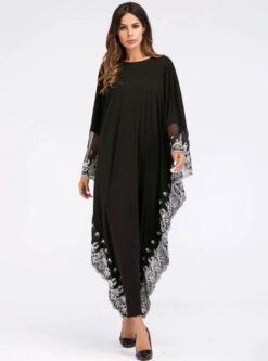 Alternative view of Moroccan Kaftan Bat Sleeve Embroidery Knitted Abaya