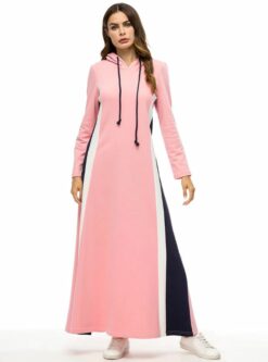 Sports Hoodie Abaya Long Sleeve Maxi Muslim Dress - Image 3