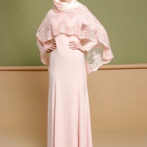 pink 2 piece abaya set | double layered abaya | embroidered abaya