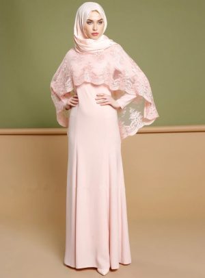 pink 2 piece abaya set | double layered abaya | embroidered abaya