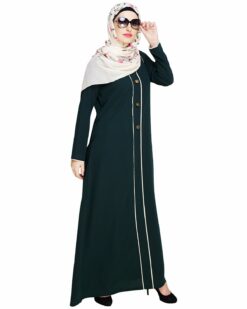 Alternative view of sleek Bottle Green Abaya