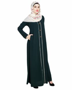 sleek Bottle Green Abaya - Image 3