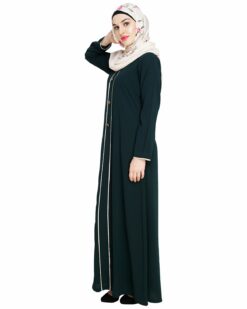 sleek Bottle Green Abaya - Image 4