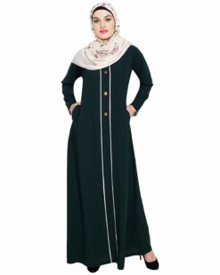 sleek Bottle Green Abaya - Image 5