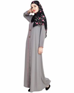 Alternative view of sleek Grey Abaya