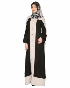Alternative view of Black and Grey Abaya with Gold Detailing