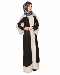Black and Grey Abaya with Gold Detailing - Image 3