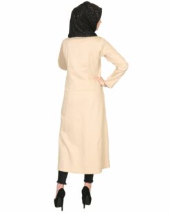 Mid-Calf Coat Style Abaya with Black Detailing - Image 5