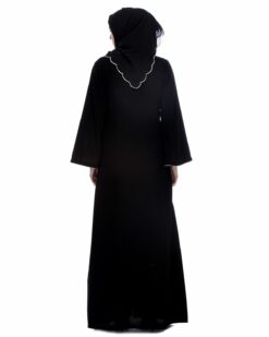 Black With Gold Zari Embroidery Abaya - Image 6