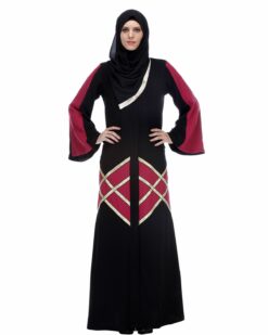 Black And Magenta Abaya - Image 5