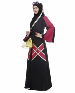 Black And Magenta Abaya - Image 3