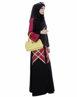 Black And Magenta Abaya - Image 4